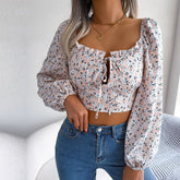 Anita - Pink Floral Print Chiffon Crop Top